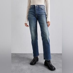 RE/DONE Women’s 90s HIGH RISE LOOSE Deep Faded Blue Button Fly Jeans Size 30